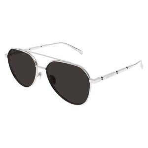 New ALEXANDER MCQUEEN Silver Aviator AM0478S 001 Sunglasses Women